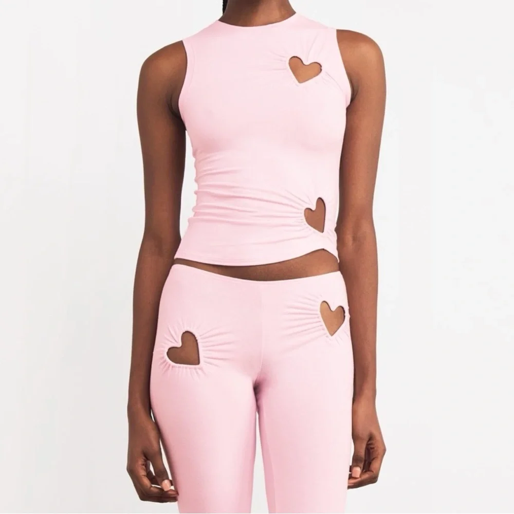 SKIMS- Pink Heart Cutout Sleeveless Tank - Picture 3 of 4